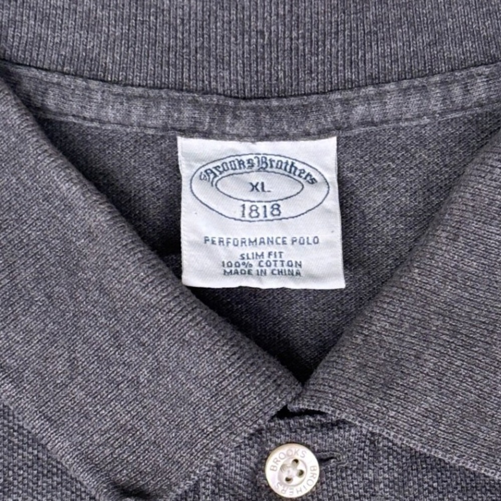 Brooks Brothers Performance Polo Mens XL Gray Slim Fit Short Sleeve 1818 Cotton - Picture 4 of 9